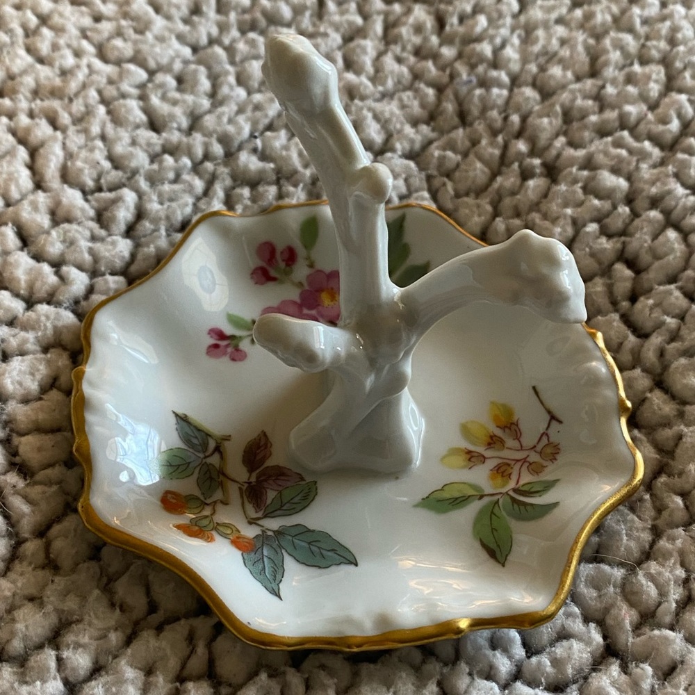 Rare Antique Hand Painted White Jewelry Tree Limoges Castel France Porcelaine